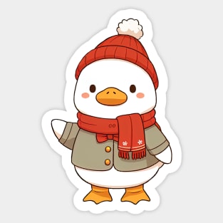 Cute Christmas White Duck Sticker